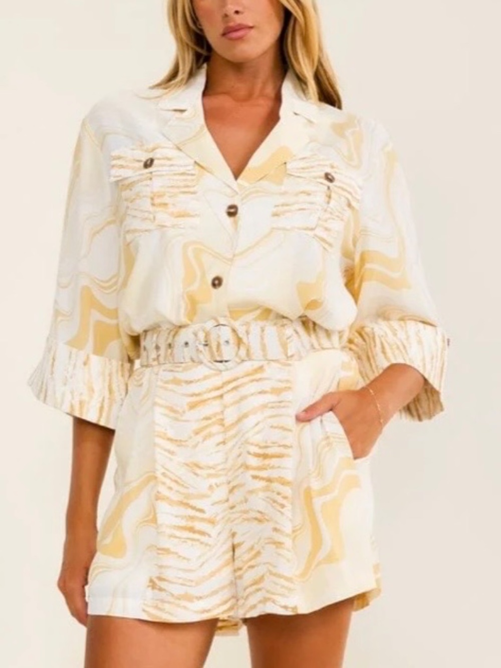 MUSTARD ANIMAL PRINT AND ABSTRACT COORD TWO PIECE SET SIZE LARGE - NWT - Picture 3 of 17